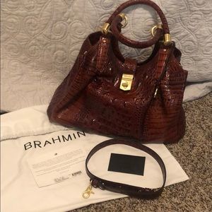 Brahmin Elisa in Pecan Crocodile Leather